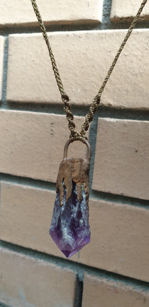 Amethyst copper Macramé necklace