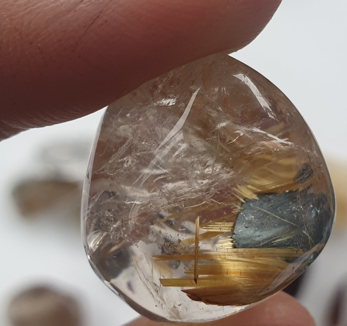 Rutilated quartz-  rutile - tumbled -