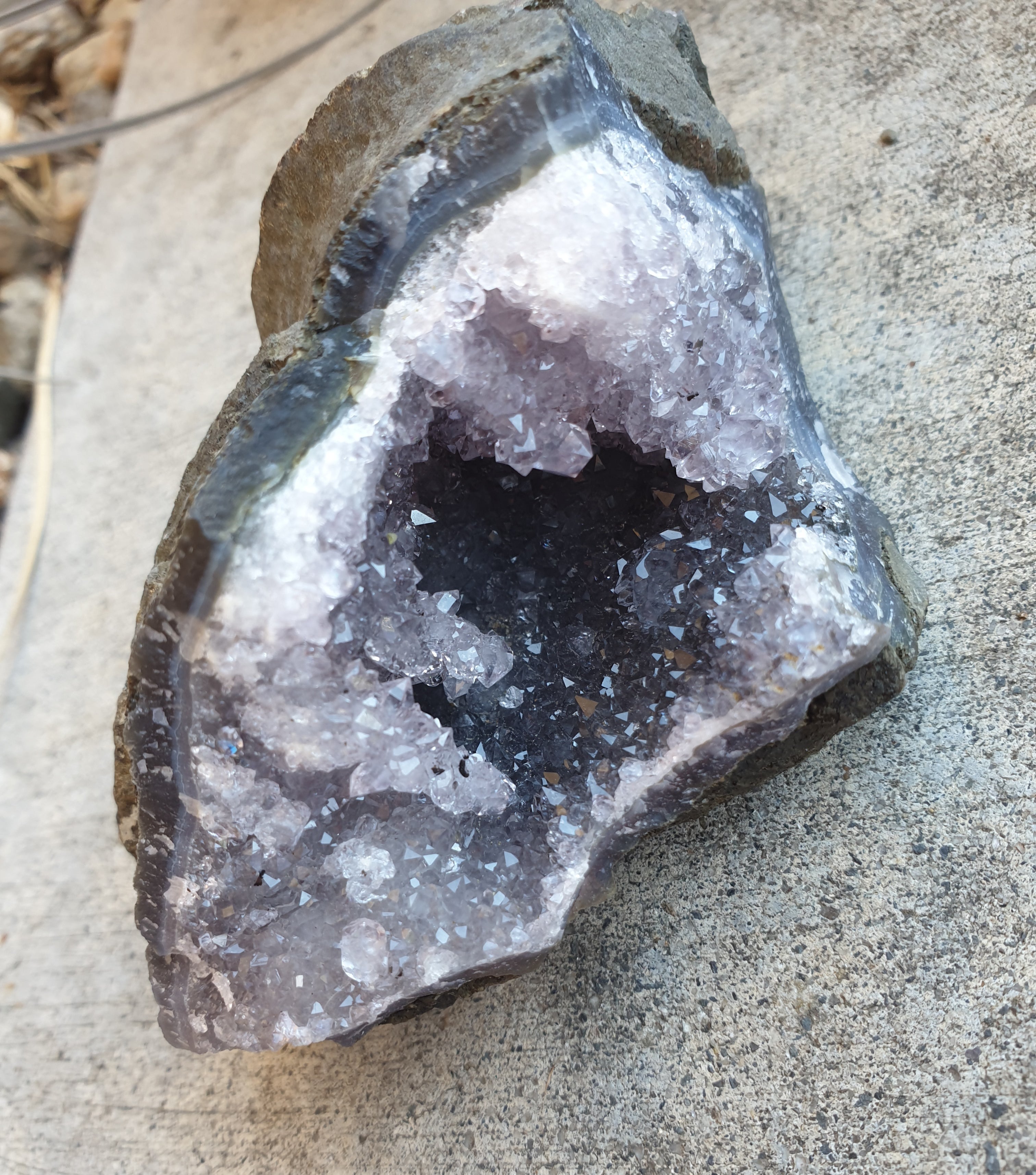 Amethyst geode with stalictite formations