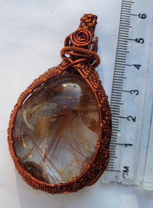 Rutilated Inclusion quartz wire wrapped Pendant
