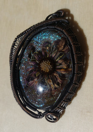 Resin flower wire wrap collaboration necklace