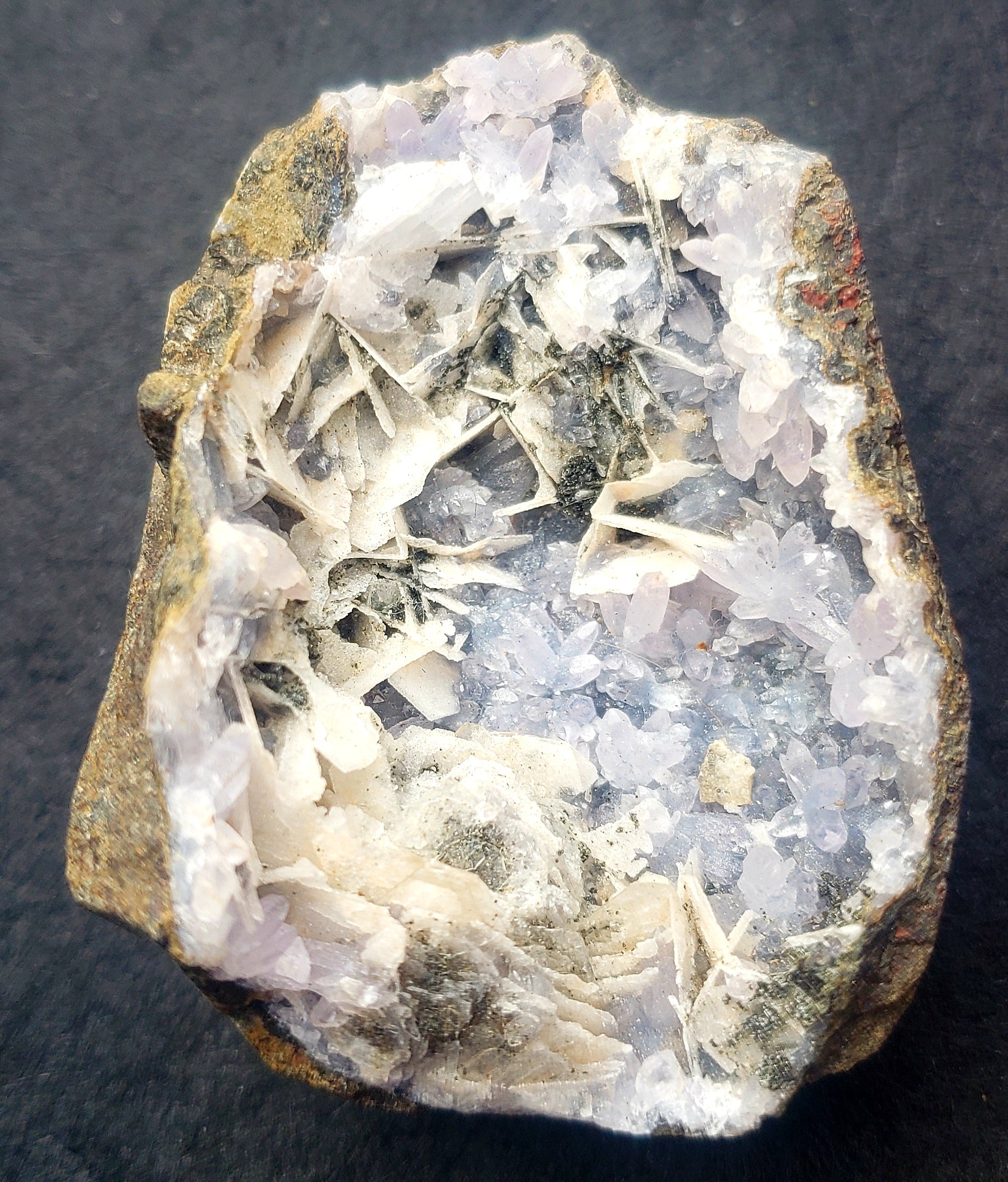 Unique blue quartz with barite specimen - 76grams