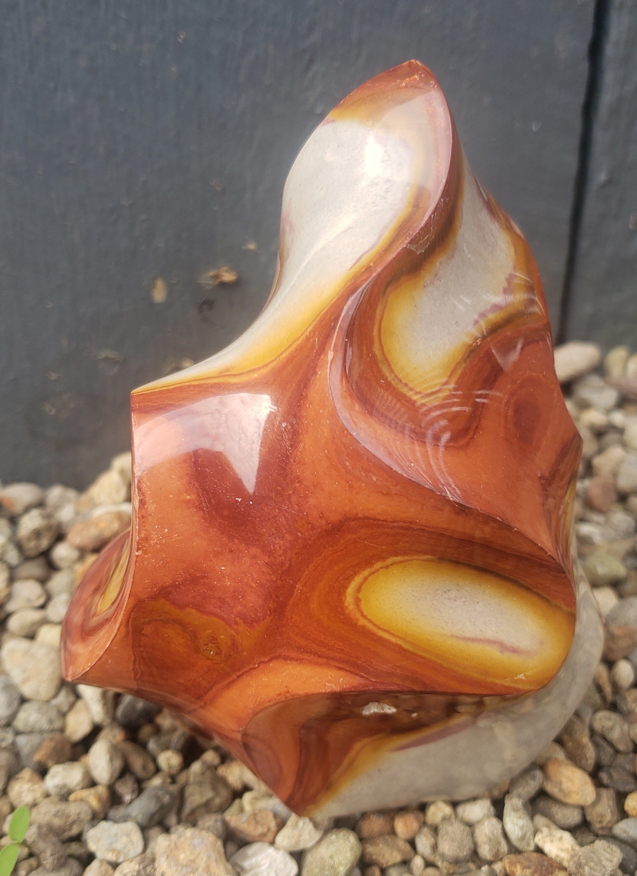 Polychrome Jasper carved flame - 474grams