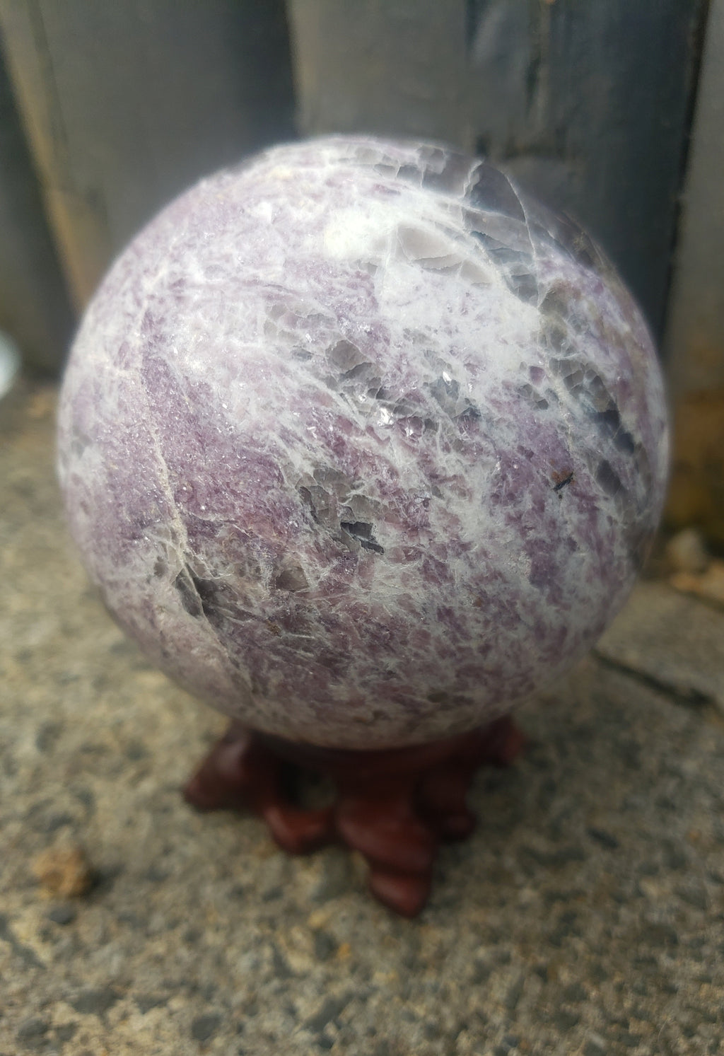 Lepidolite + tourmaline sphere - 480 grams
