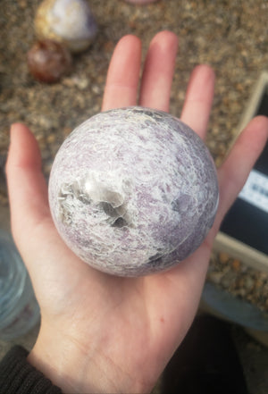 Lepidolite + tourmaline sphere - 480 grams