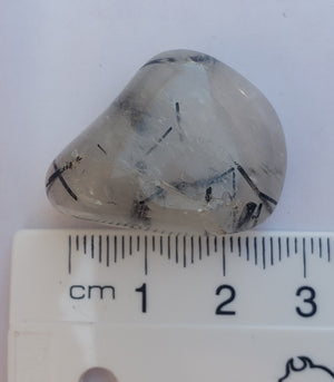 Rutilated quartz - black tourmaline rutiles - tumbled - 14grams