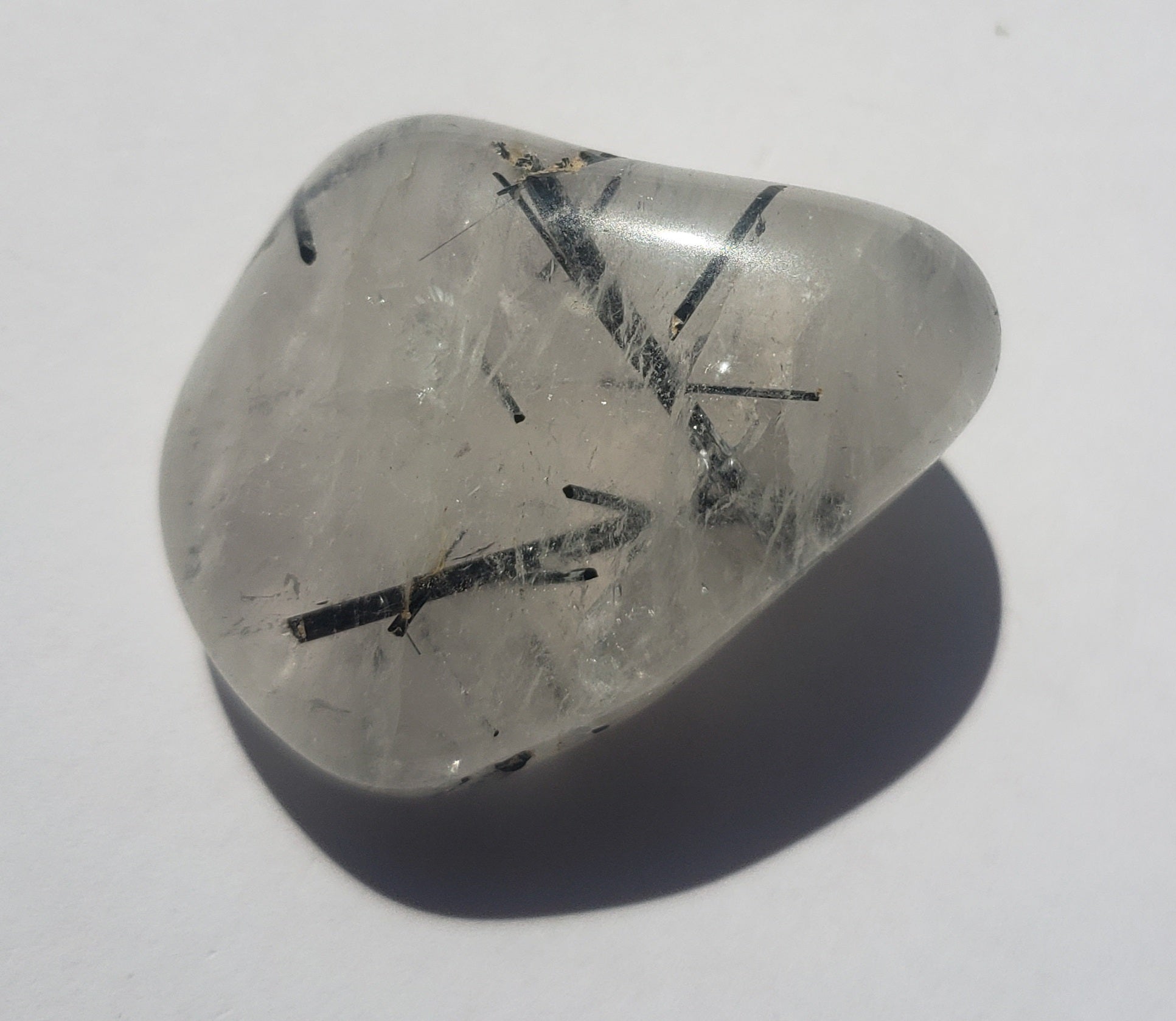 Rutilated quartz - black tourmaline rutiles - tumbled - 14grams