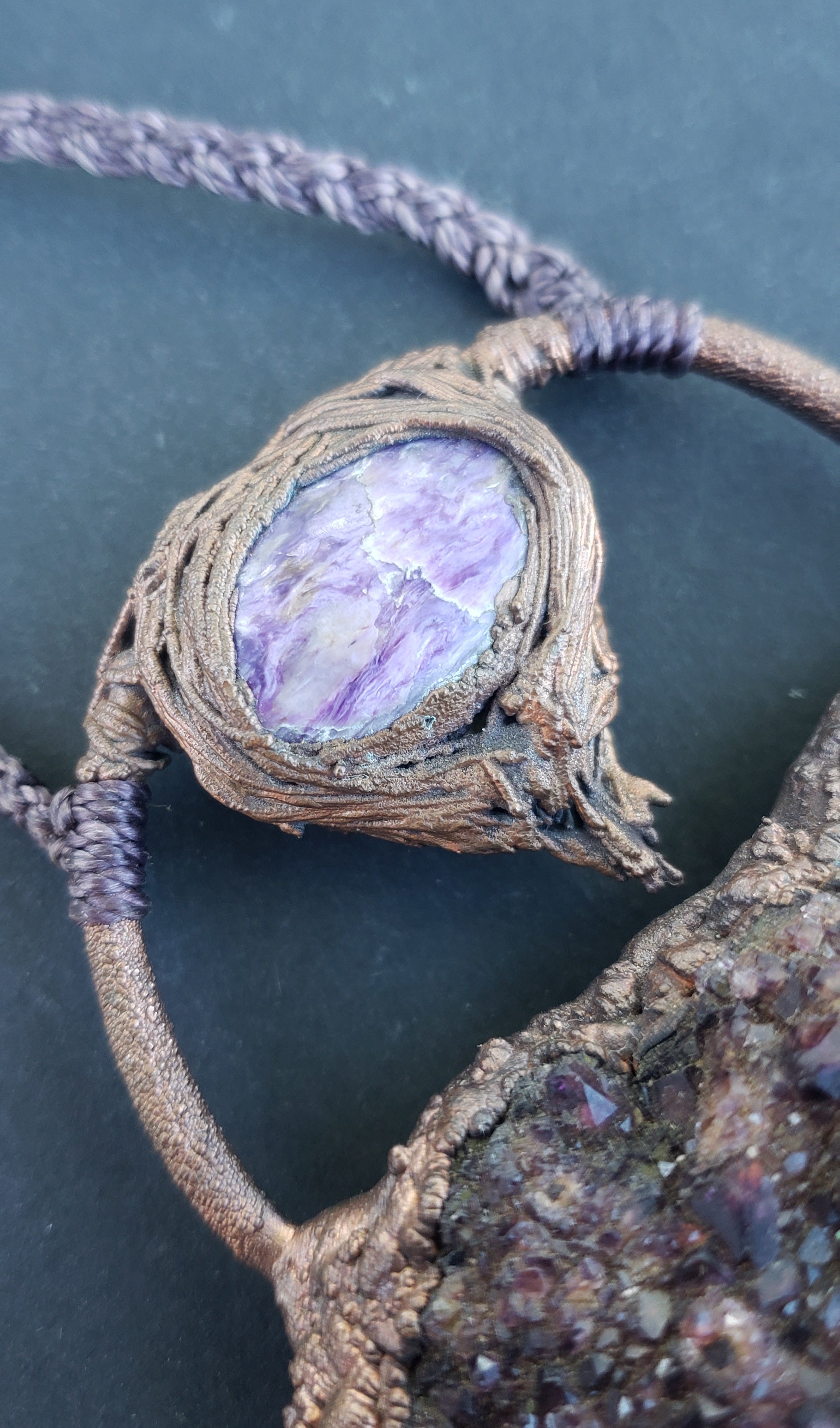 Spirit quartz cluster + chaorite epic copper master piece necklace