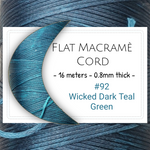 L-92)  Macramè Cord - 16meters -  wicked dark teal green 0.8mm