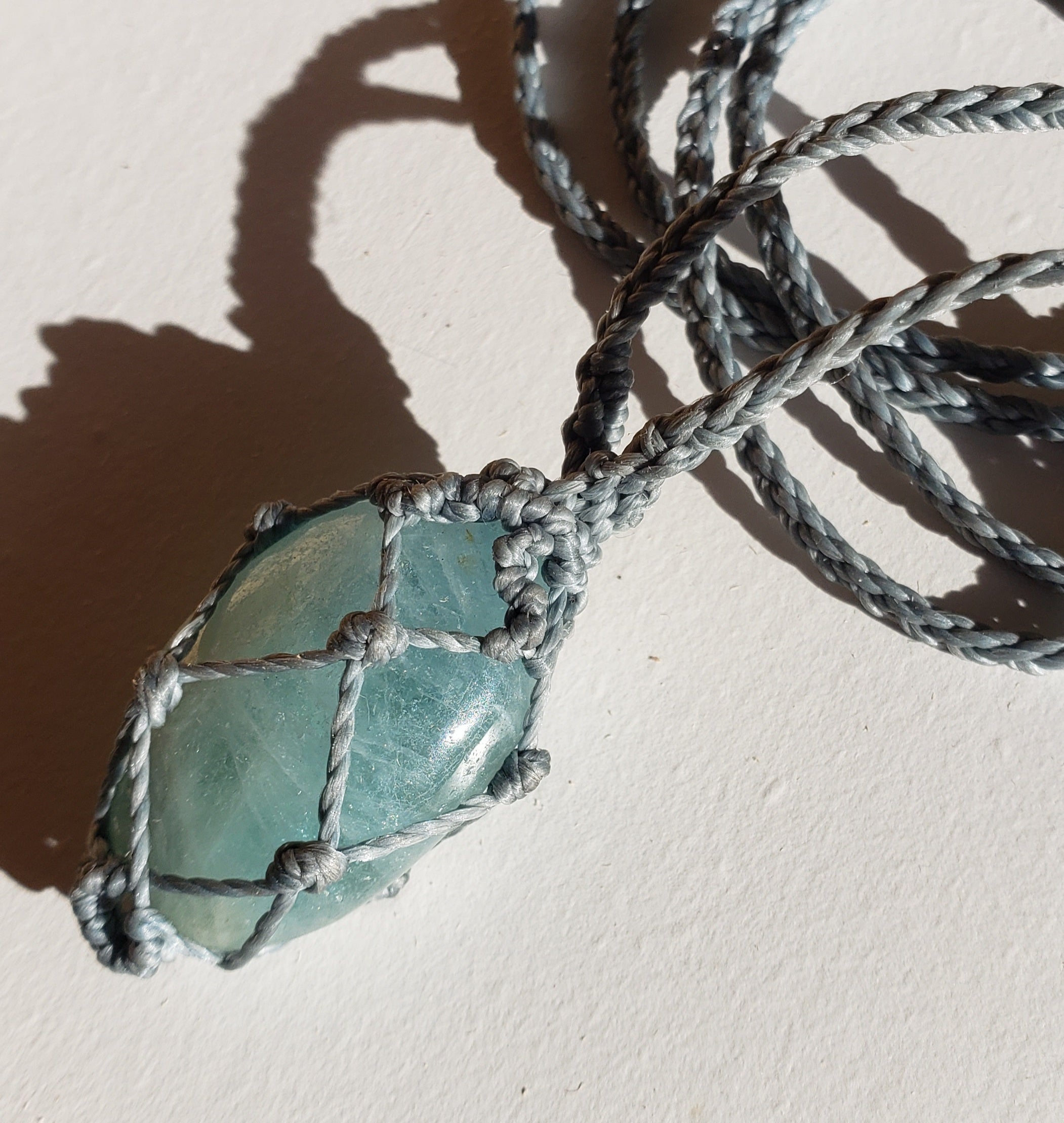 Aquamarine - designer Macramè basket necklace