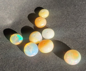 Natural ethiopian Opal - rhondelle beads x8 pieces
