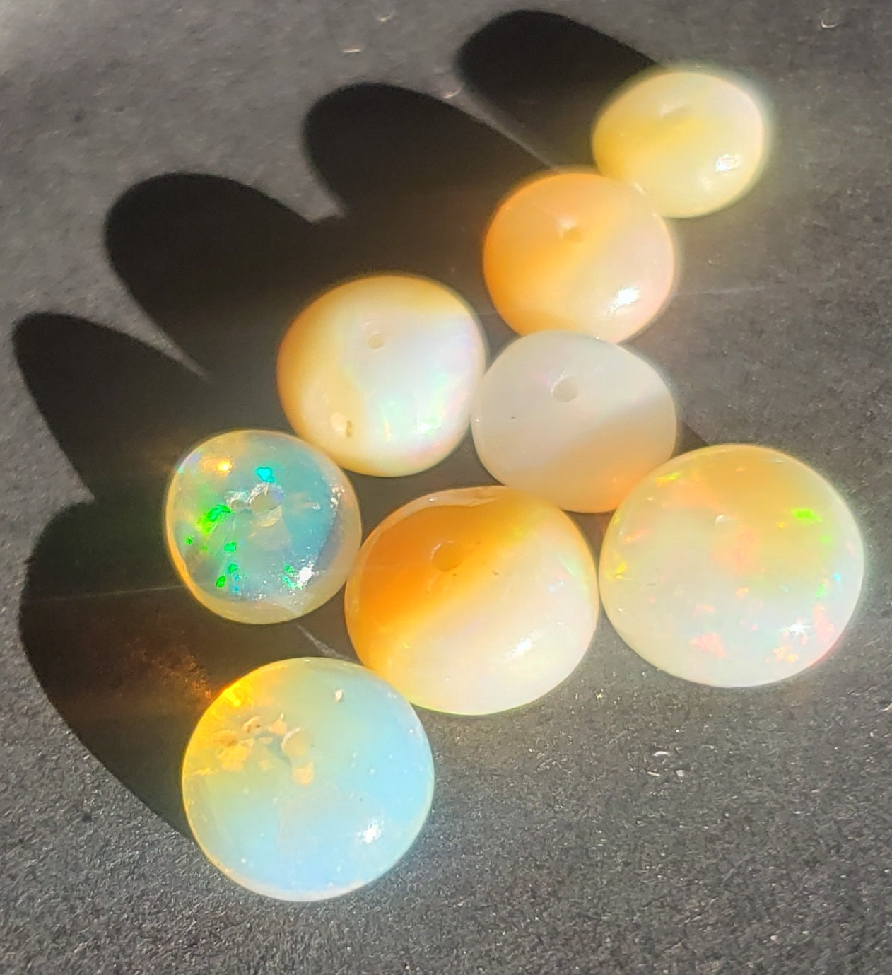 Natural ethiopian Opal - rhondelle beads x8 pieces