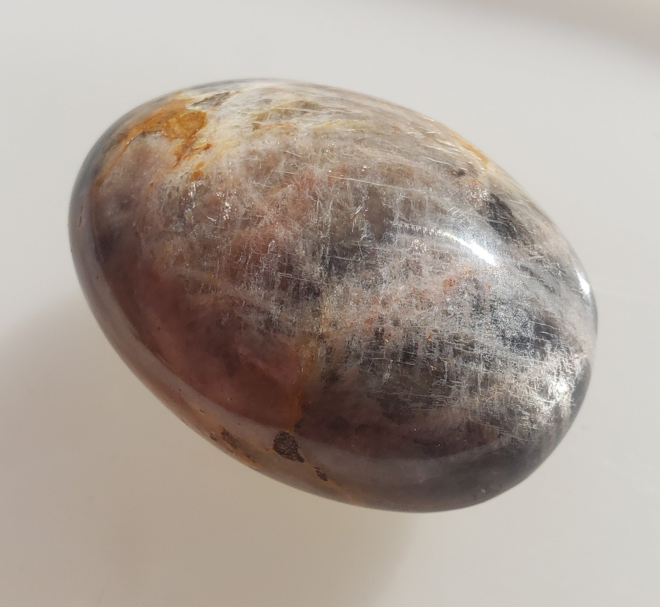 Gray + Peach moonstone  - palmstone  - 54g