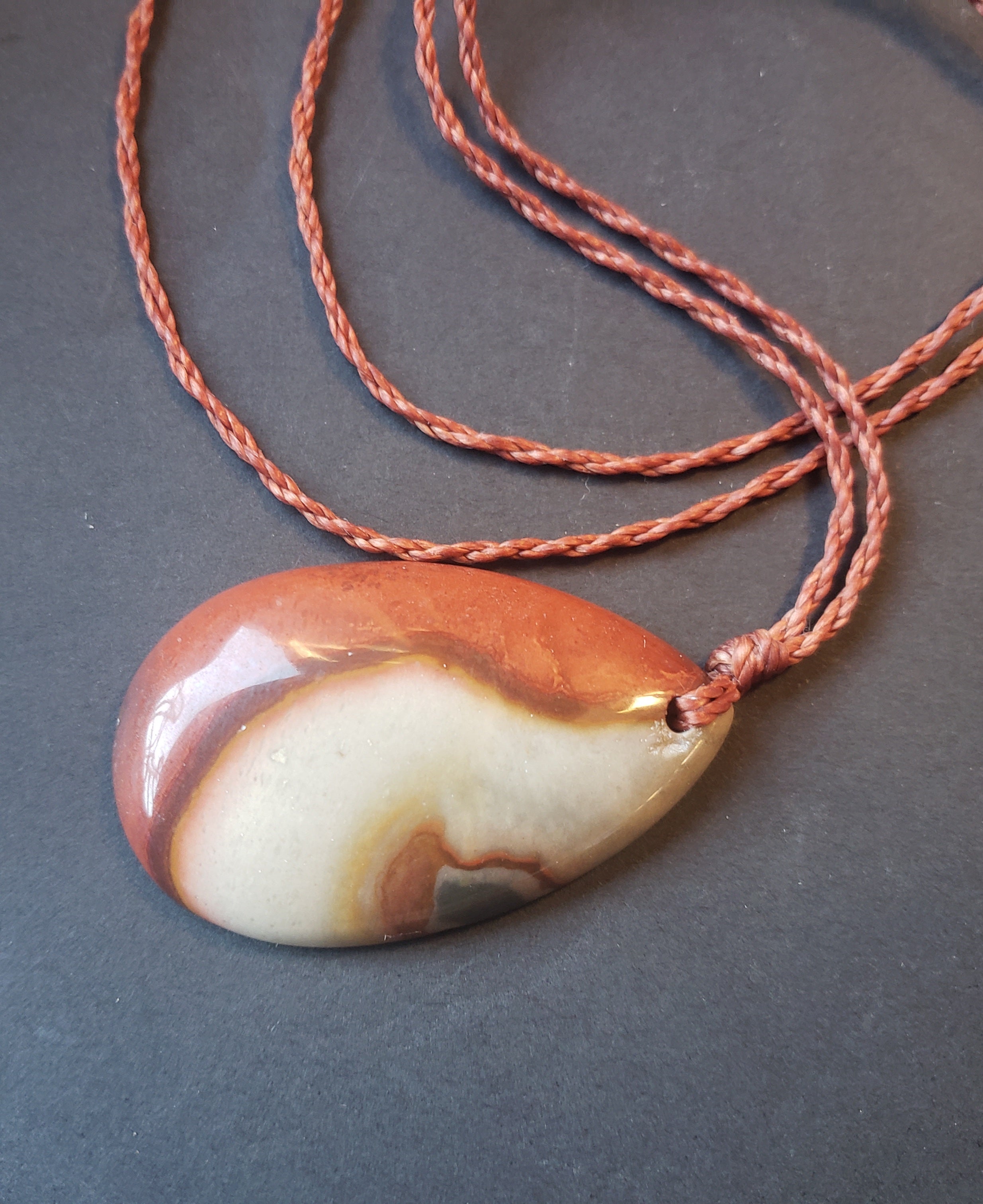 Polychrome jasper - macramè pendant necklace
