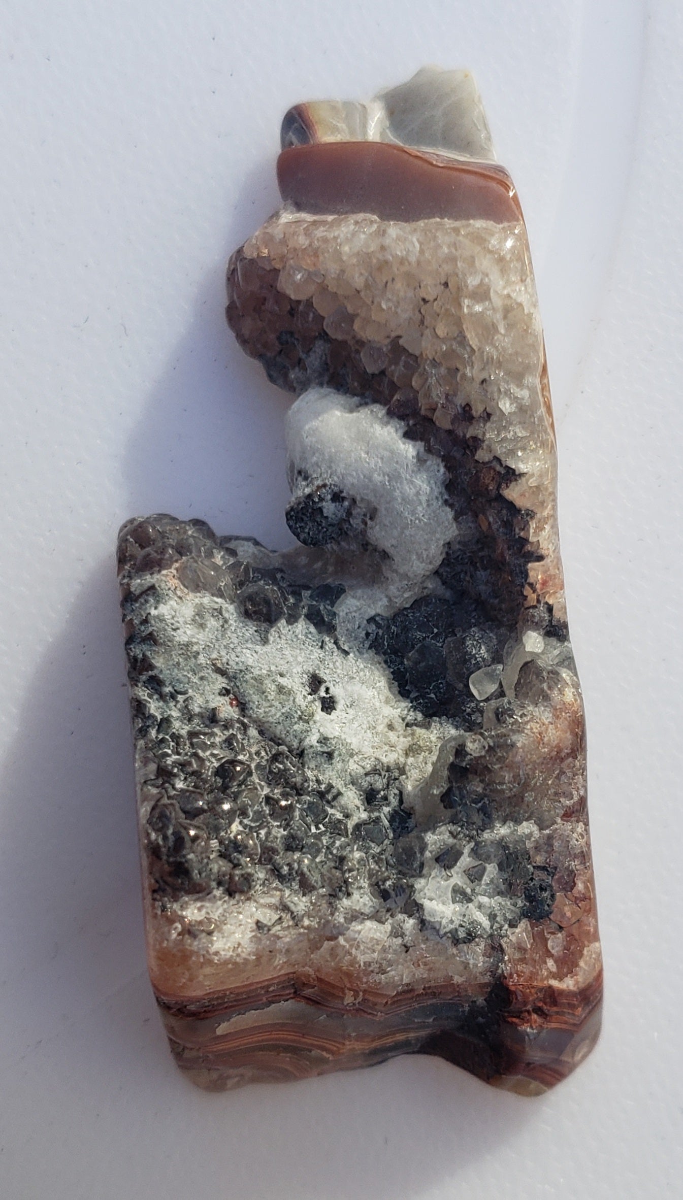 Mexican crazy lace agate freeform slice - 20grams - with druzy