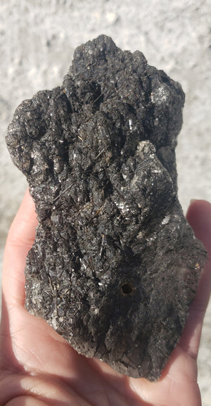 Black tourmaline rutiles in quartz - external rutile elestial-catherdral formation- 228grams