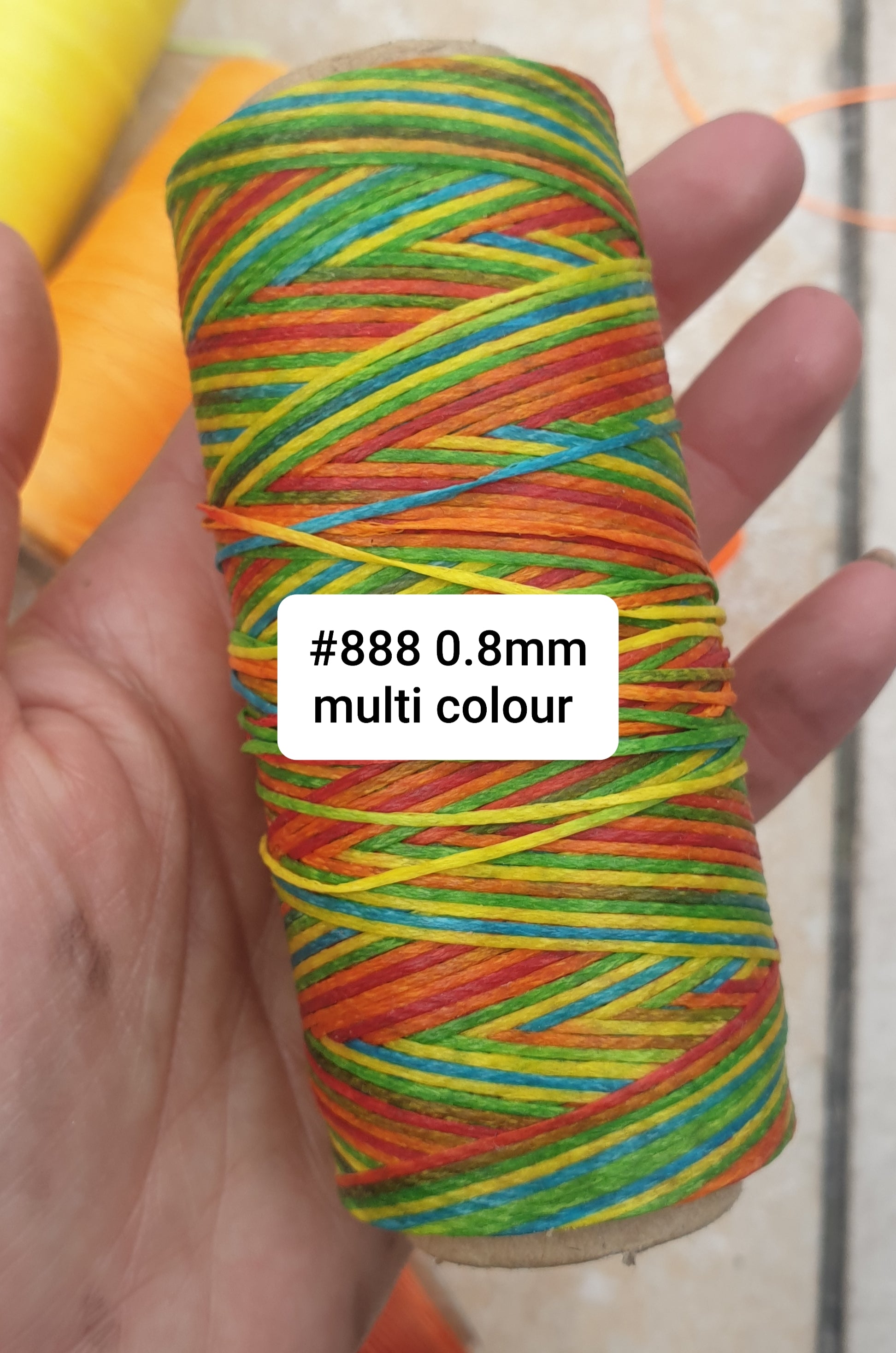 Macrame Cord  -  Fire Shades - reds orange yellow - 24meters -0.8mm  flat waxed polyester