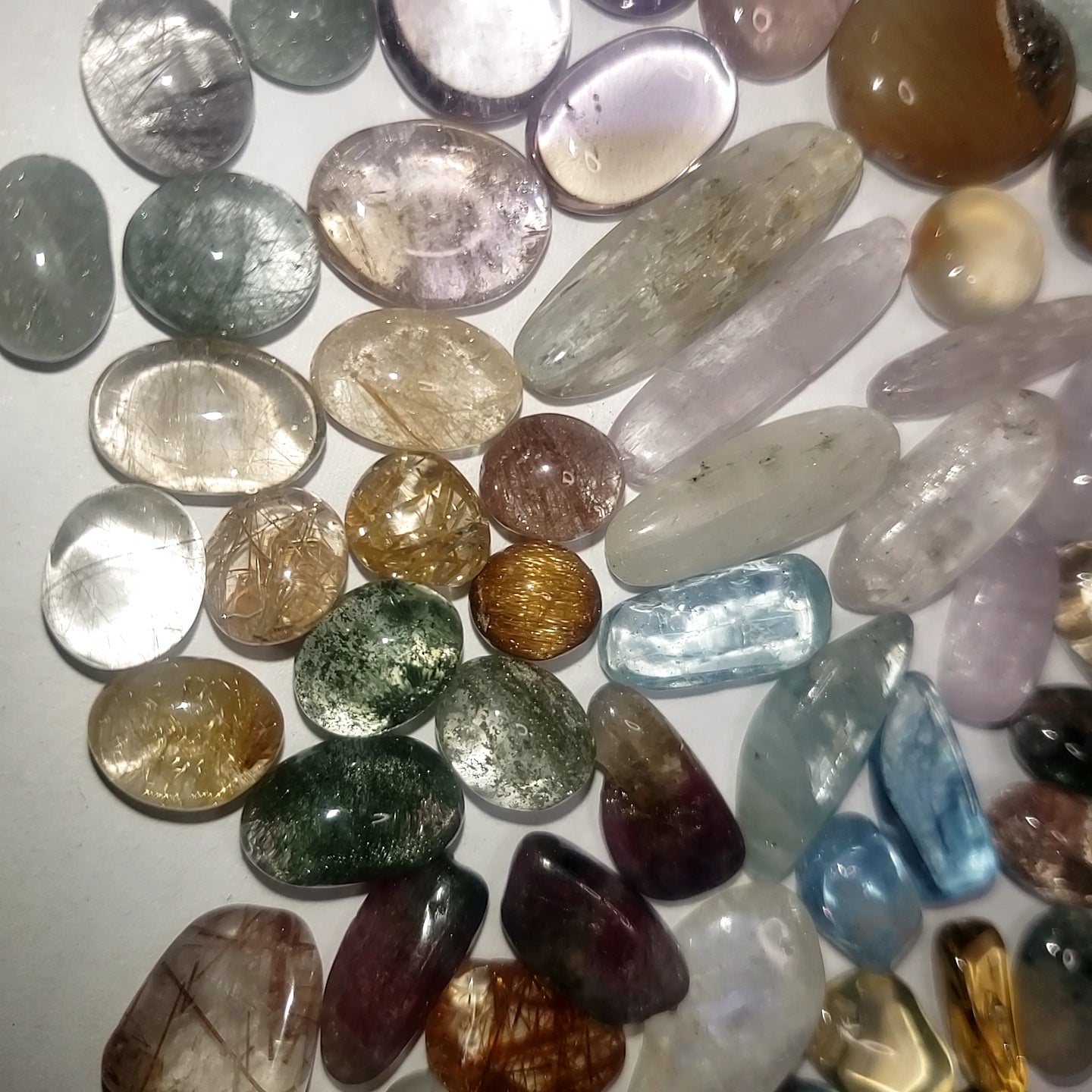 Top gem mix - silver & gold rutiles , aquamarine , Ametrine , kunzite , tourmaline and more