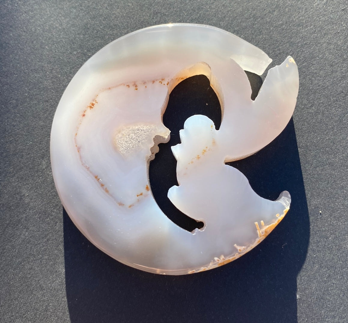 Agate - carved fairy moon